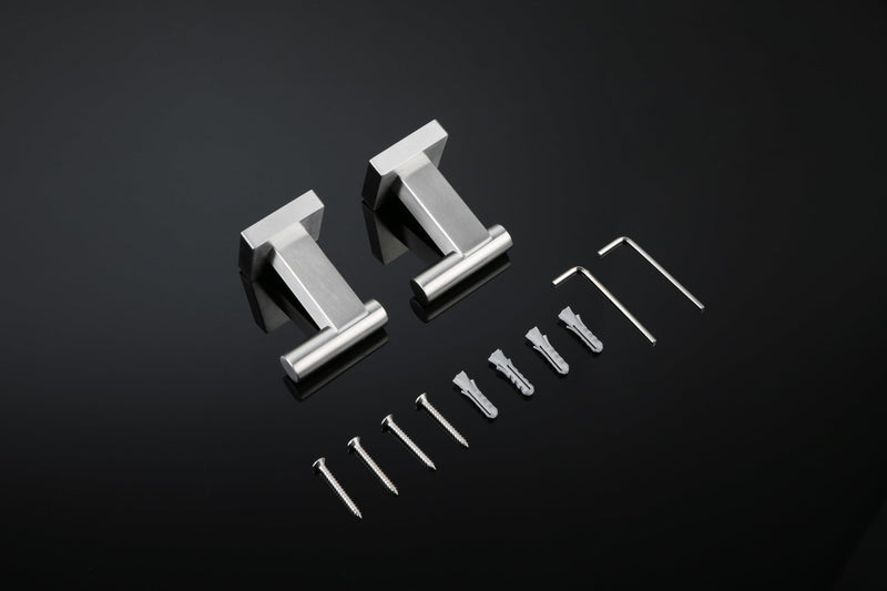 Miyili 4-Piece Bathroom Accessories Set - Includes Towel Ring, Toilet Paper Holder & 2X Towel Hooks, Brushed Stainless Steel Wall Mounted