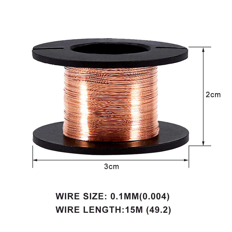 Maxmartt 0.1mm Copper Wire, 5Pcs Enameled Wire Roll, Winding Magnet Copper Solder Wire Length 15m