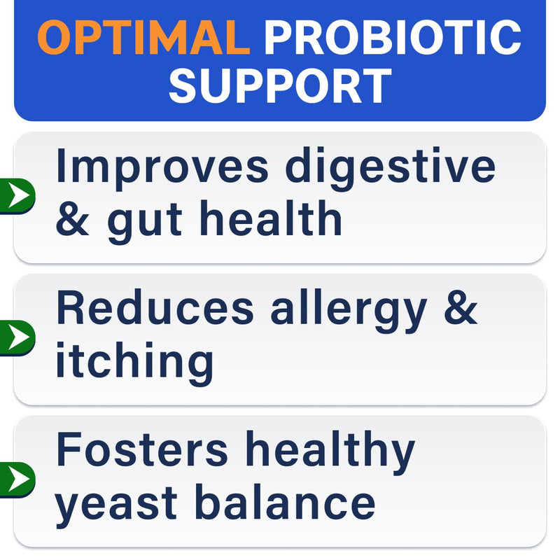 Vet Strength Dog Probiotics + Omega 3 Fish Oil Treats Bundle - Dog Shedding, Skin Allergy, Itch Relief - Digestive Enzymes & Gas, Diarrhea, Constipation Relief Supplement - Made in USA