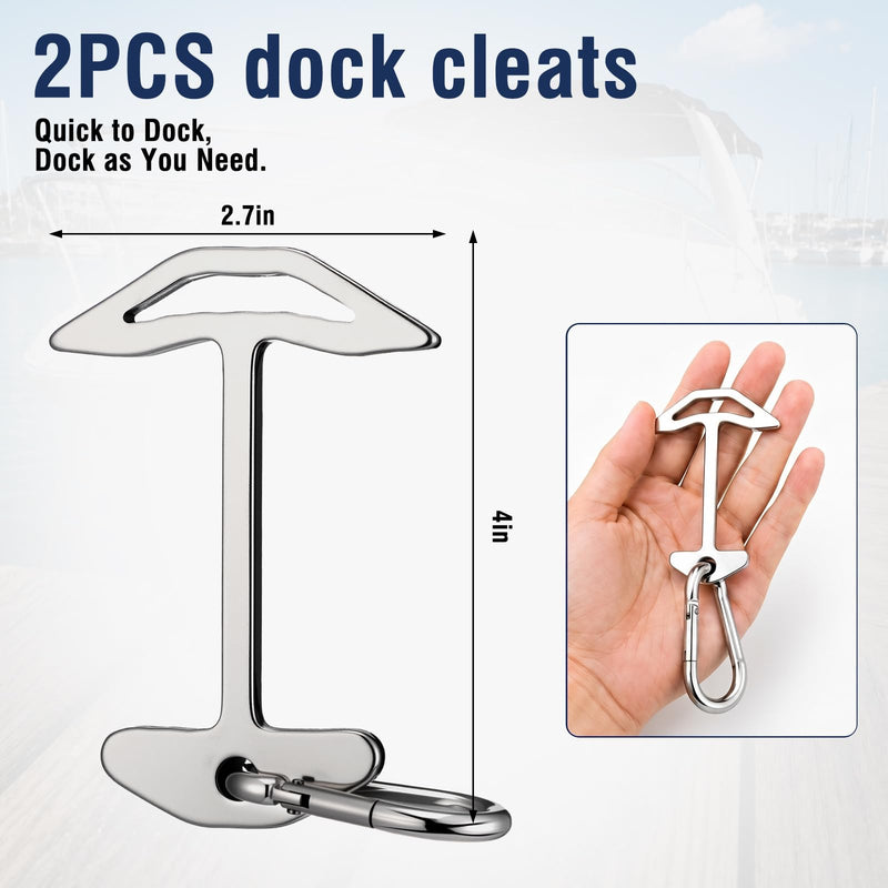 2 Pcs Deck Dock Anchors for Gap Between Board Quick Dock Cleat High-strength 304 Stainless Steel 1, 000lb Break Strength Easy Temporary Tie Down for Trailer Kayaks Canoes Small Boat Camping
