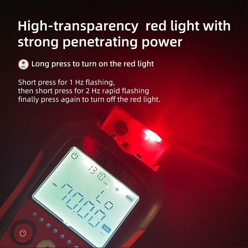 4-in-1 Optical Power Meter & Visual Fault Locator with RJ45 Tester, 10 Wavelengths 850-1650nm, Range -70~+6dBm, FC/SC/ST Compatible for Fiber Optic Network Maintenance with FC to LC Adapter lt-01