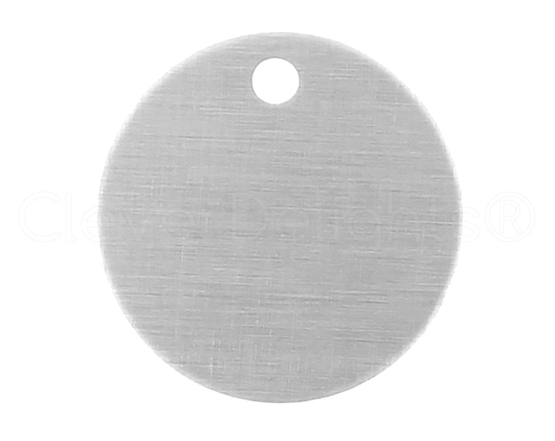 CleverDelights 1 Inch Round Stamping Blanks - 100 Pack - 14GA (.064") Aluminum Discs - 3mm Hole - 1" Circle Disc Valve Tags Crafts Etching 1.0 Inch - 3mm Hole - 0.064" Thick