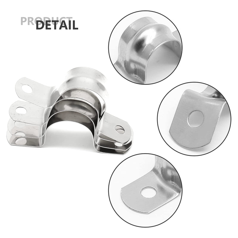 20Pcs 1 Inch Stainless Steel Conduit Clamps, Two Hole Strap U Bracket Rigid Pipe Strap Metal U Clamp Conduit Strap Tension Clips U-tube Clamp Heavy Duty 1" / 25mm