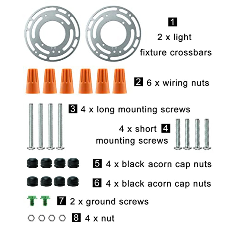 L&M LUJOMTL L&M Universal Light Fixture Mounting Bracket 2 Pack, 4 Inches Diameter Steel Round Universal Light Crossbar with Screws and Nuts, Mounting Bracket for Mount Wall Light, for Ceiling Lights