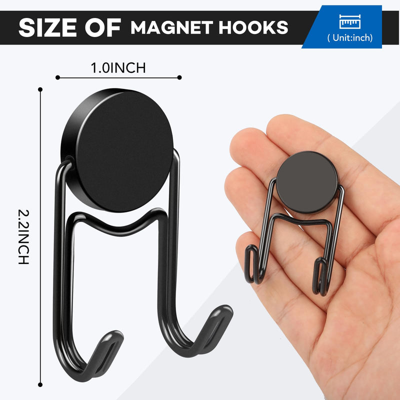 LOVIMAG Black Magnetic Hooks, Cruise Essentials, Cruise Must Haves, 50Lbs Swivel Heavy Duty Magnetic Hooks for Cruise Cabins, Hanging, Refrigerator, Classroom, Grill, and Strong Magnet Hook -5 Pcs
