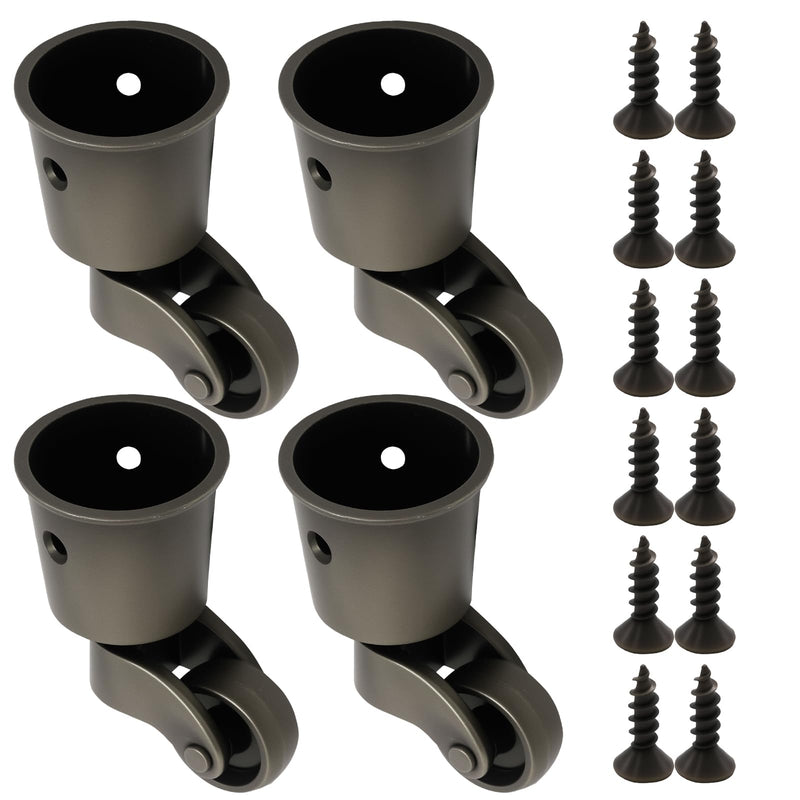 Anxingo 4 PCS Antique Cyan Alloy Caster Cups Wheels, 360-degree Swivel Pulley, Suitable for Classical Furniture, Piano Legs, Coffee Tables, Bookshelves