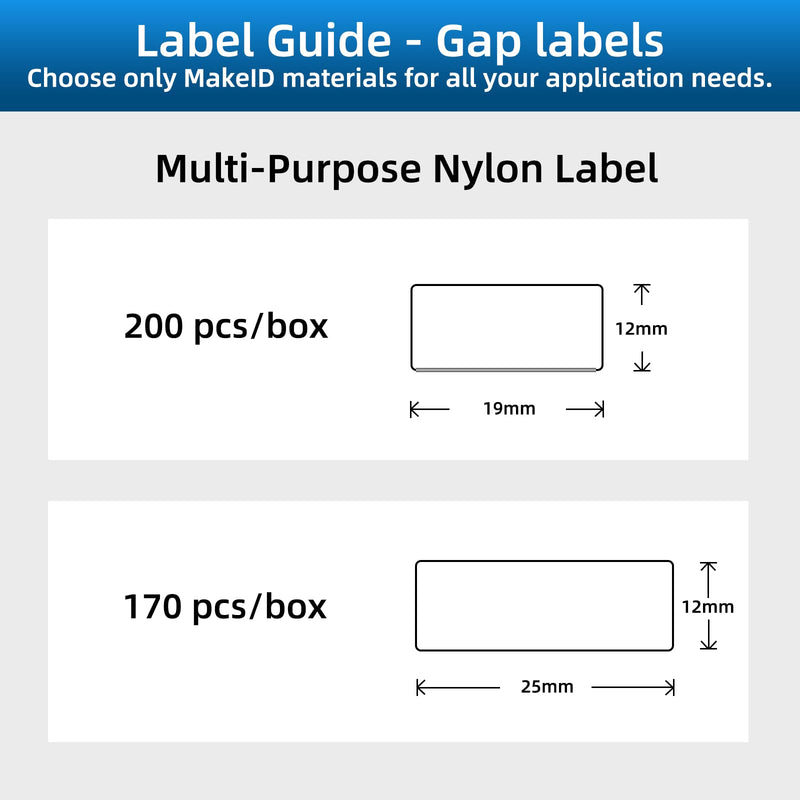 MakeID Multi-Purpose Nylon Labels with Ribbon for P31 Industrial Label Maker - Versatile Continuous Labels for Wire Marking, General ID, Laboratory, and DataCom, 0.71" W, 19.68ft/Roll .71"(18mm)