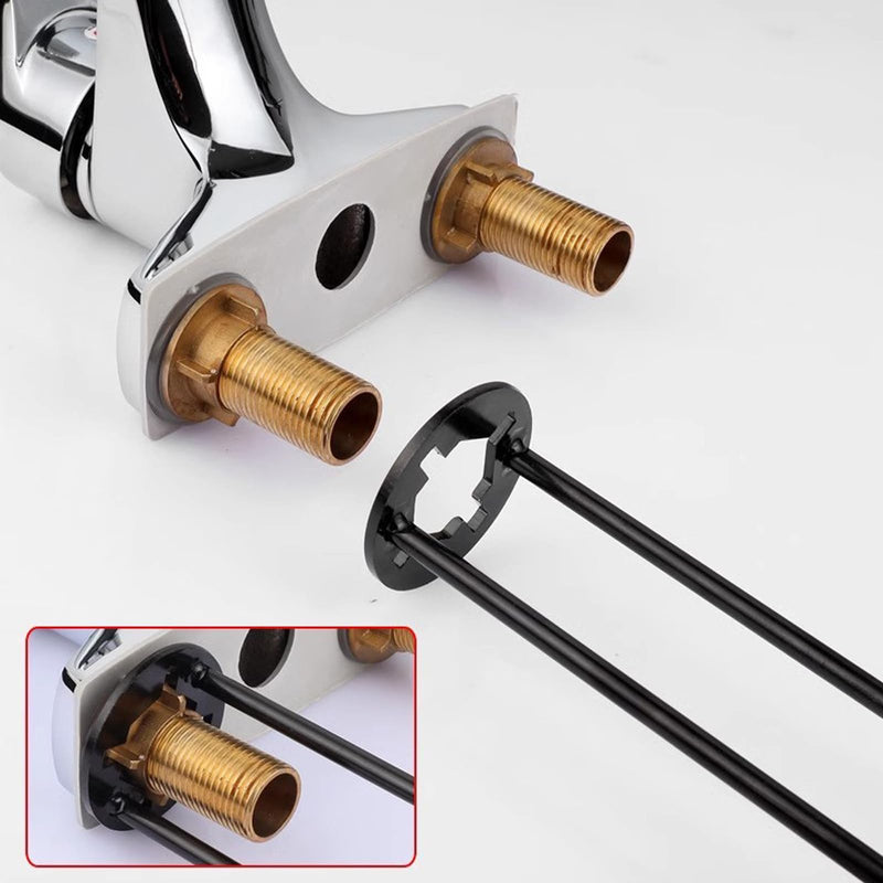 2 Pcs Four-jaw Hex Wrench, Basin Wrench Set, 7 Sizes Carbon Steel Multifunctional Sink Wrench, Tight Spaces Maintenance Installation Removal Faucet Tools, for Kitchen Bathroom Most Screws & Threads