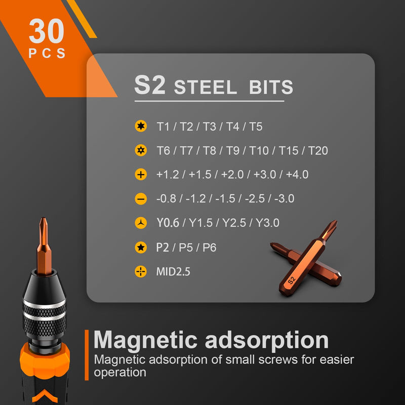 JOREST 38Pcs Small Precision Screwdriver Set, Tool Gifts for Men, Christmas Gifts for him with Torx T5, T6, Repair Tool Kit for Macbook, Computer, Laptop, iPhone, PS4 PS5, Xbox, Switch, glasses, Watch 38 in 1 S2