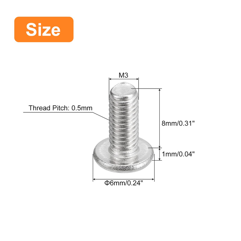 uxcell M3-0.5 x 8mm 50Pcs Flat Round Head Screws 304 Stainless Steel Phillips Drive Machine Screws Hardware Fastener for Furniture Connection