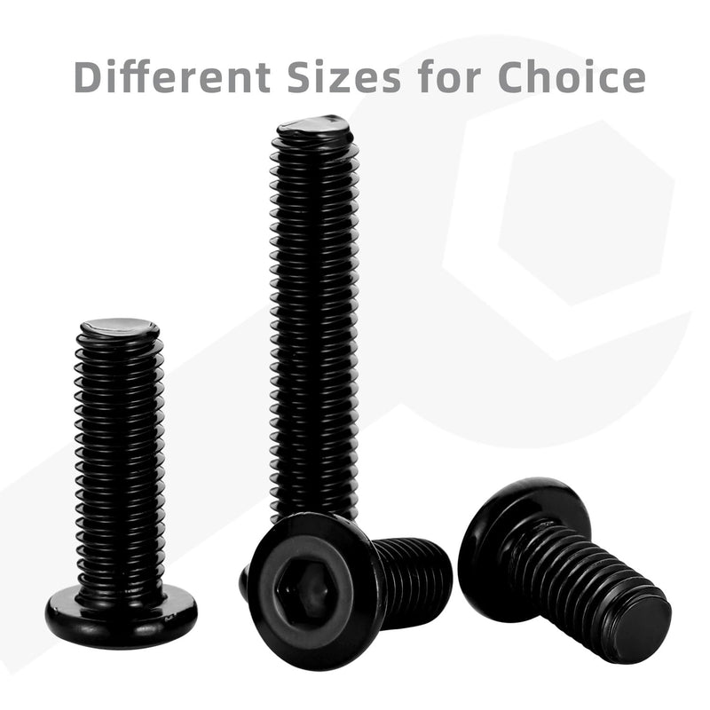 M6 x 12mm Socket Cap Allen Bolts, Flat Round Head Socket Cap Screws, Furniture Screws, Carbon Steel, Full Thread, Black Oxide Finish, 25 PCS M6 x 12mm