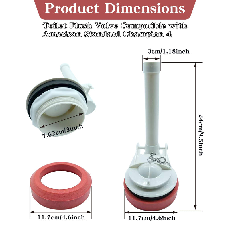 Toilet Flush Valve Replacement Kit for American Standard Champion 4 ，Titan ，Duravit Two Piece Toilets, Compatible with 4149A 4215A 4260 4266 Tanks