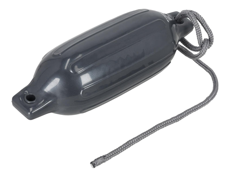Rockville Boat Fender Package 4.5in x 16in Marine Bumpers with Dock Lines & Pump for Docking and Boat Protection Grey 2-Pack