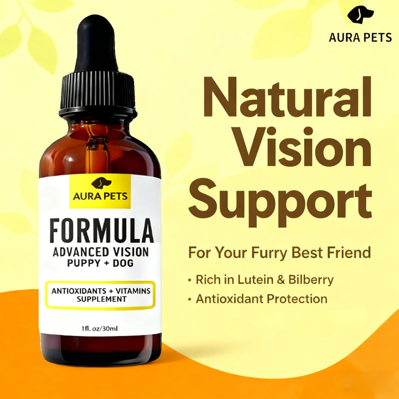 Advanced Vision Formula for Dogs, AuraPets Vision Formula, with Lutein, Zeaxanthin, Astaxanthin, Supports Vision and Reduces Cloudiness, 30ml (1)
