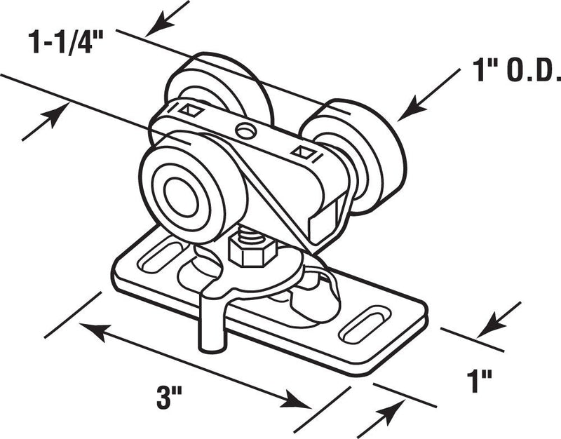 Prime-Line N 6848 1 In. Flat Nylon Wheel Bi-Fold Door Roller (2 Pack)