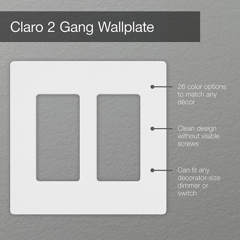 Lutron Claro 2 Gang Decorator/Rocker Wallplate, For Light Dimmers, Switches and Accessories, Snap-On Installation, No Visible Screws, Satin, SC-2-SW, Snow 1 Pack