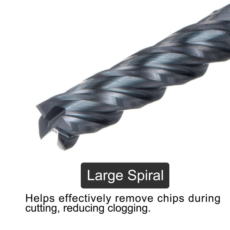 uxcell Carbide Square End Mill, 1/4" Diameter TiAlN Coated 4 Flutes Milling Bit Cutter, for Hardened Steel Stainless Steel Alloy Metal, 1/4" Shank 1-1/8" Cut Length 3" Long HRC50
