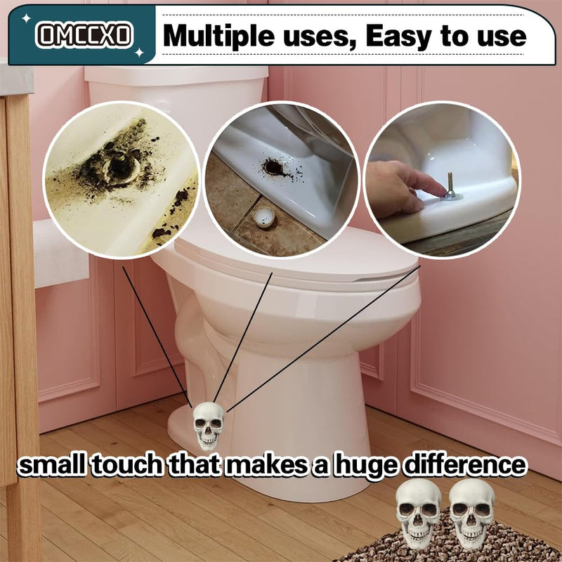 2Pack Skull Toilet Bolt Caps,Toilet Bolt Covers Decorative,Fun Skull Toilet Bolt Covers，Universal Toilet Bolt Caps Toilet Caps for Bottom of Toilet (Plastic Skull) Plastic Skull