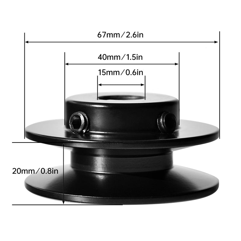 BK25-5/8 Pulley/Sheave, Cast Iron 2.6" OD, Single Groove Pulley V Style B Belt 5L for 5/8" Keyed Shaft 5/8" Bore, 2.6" OD 1 Groove