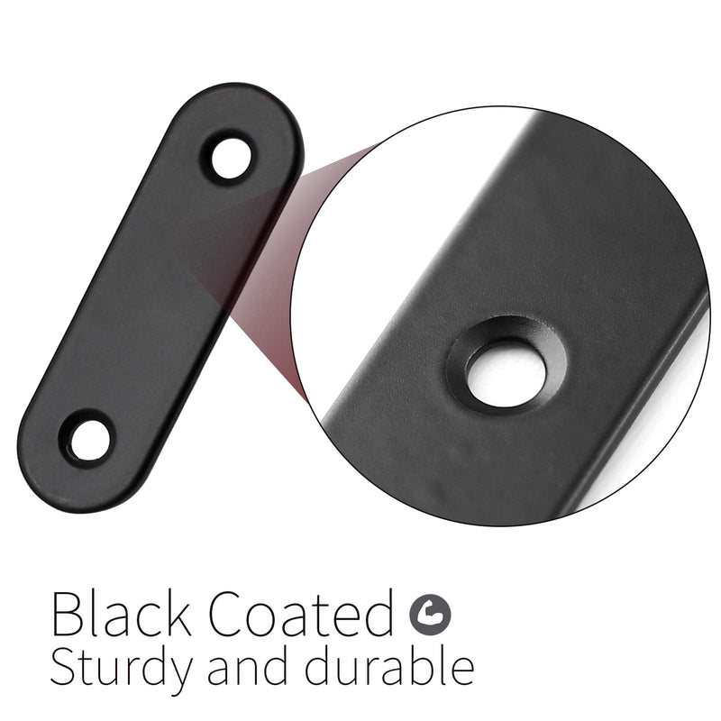 12 Pcs Straight Brace, Flat Brace 2” x 0.6”, Stainless Steel Straight Bracket, Mending Joining Plates for Wood, Board, Bed Frame, Furniture & Shelves, Matte Black Black, 2” x 0.6”, 12 pcs