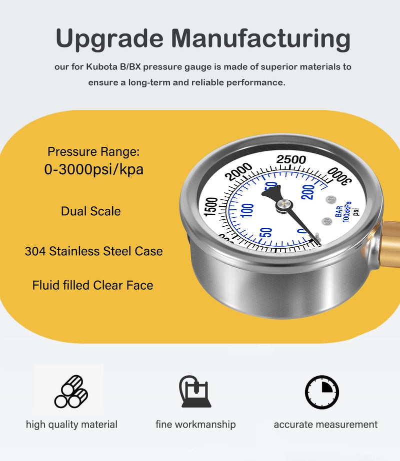 Yoursme Pressure Boost kit for Kubota B (2016 and Older BX) Pressure Gauge and Hydraulic Shims Kit Hydraulic Pressure Adjustment Kit