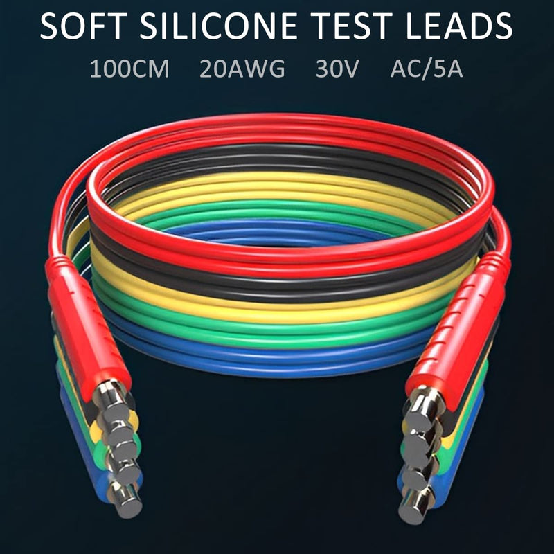 Magnetic Jumper Wires, 6 Pcs Silicone Soft Flexible Test Leads for Testing, 30V AC 5A 3.3FT Wires for HVAC, Professional Cables for Thermostats, Sensors