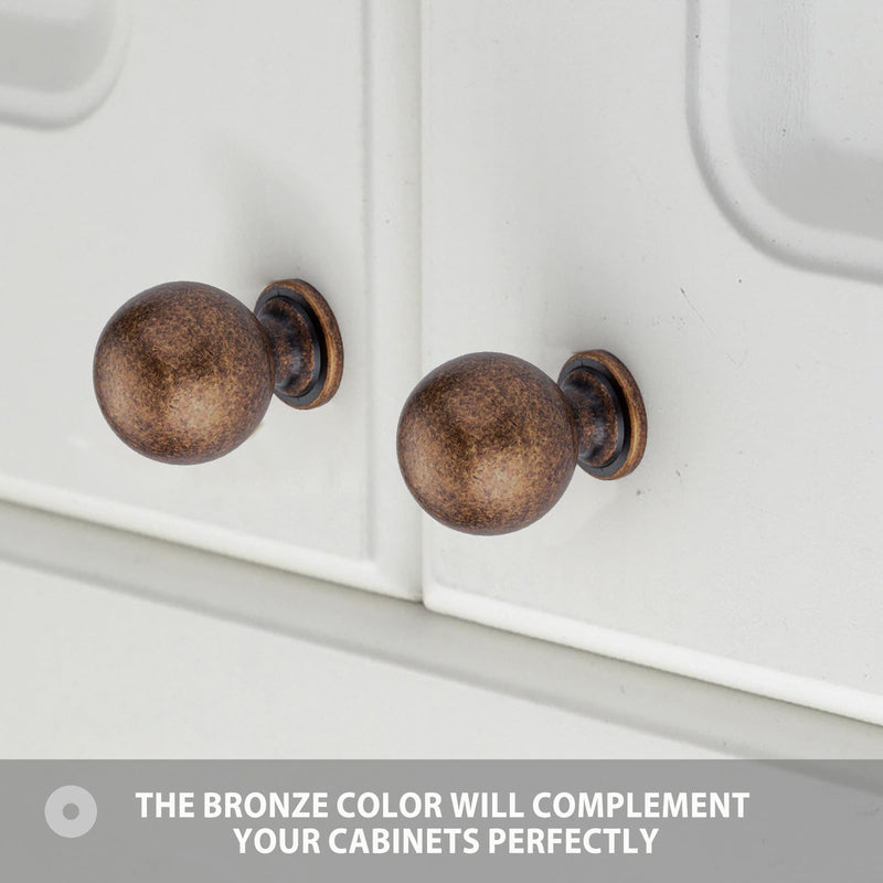 9 Pack Antique Brass Handles and Knobs Round Solid Vintage Cabinet Knobs 9