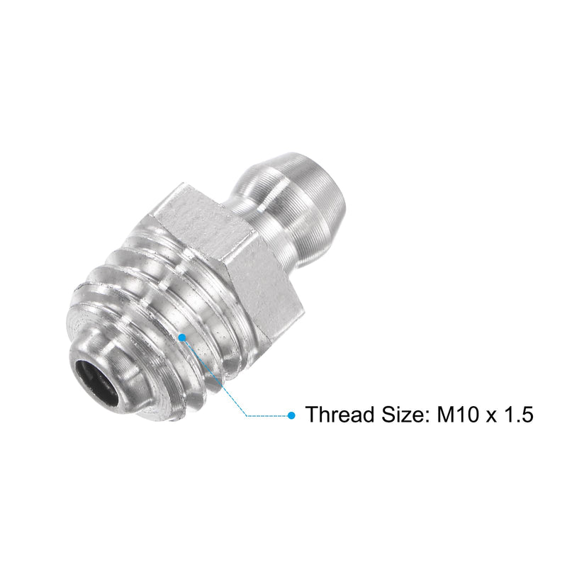 uxcell 6Pcs Metric Stainless Steel Straight Grease Fitting M10 x 1.5mm Thread Hydraulic Grease Fitting Accessories