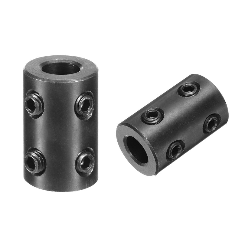 uxcell Shaft Coupling 5/16" Bore, 5/8" OD, 1" Length, Black Oxide Plated Steel Rigid Coupling, Motor Wheel Coupler, (4 Set Screws)
