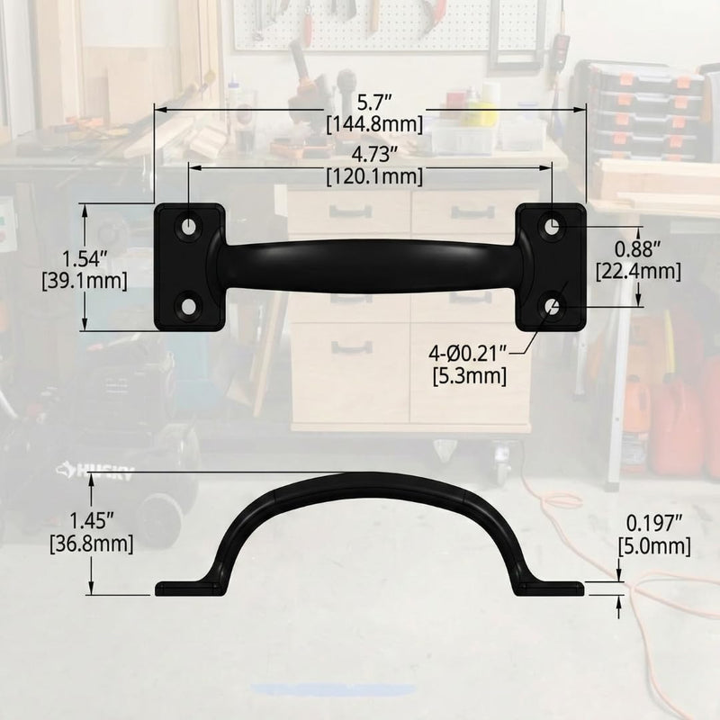 15 Pack, Premium Black Pull Handle 5-3/4" Utility Door Pulls, Black Handles for Home Improvement, Barn Door Hardware with Screws 15 Pack