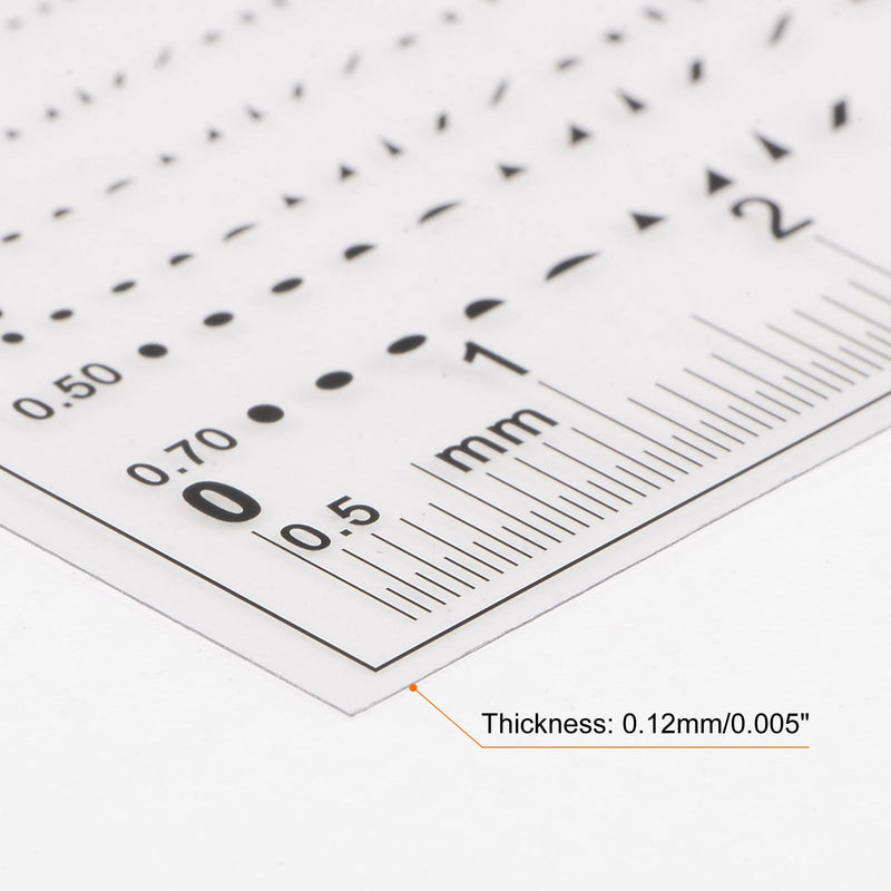 HARFINGTON High Precision SEC Size Estimation Chart 8cm 0.2mm Transparency Flaw Detection Film Ruler for Diameter Area and Line Width Defects Measuring