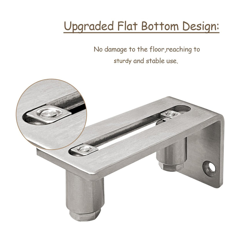 JUGREAT Stainless Steel Sliding Door Guides Floor Mount, Adjustable Roller Wall Mounted Floor Guide for Door Thick Up to 2 1/8 Inches, Flush Bottom Design (2 Pack) Silver