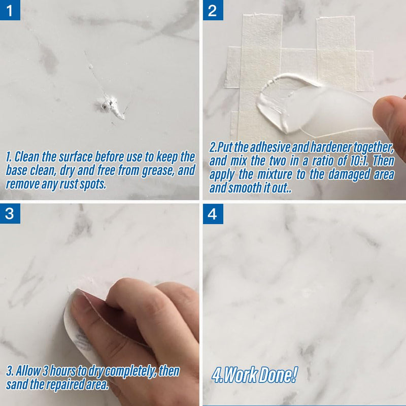 Quartz Countertop Chip Repair Kit (White), Marble and Granite Repair to Fix Nicks, Chips, Scratches on Granite, Marble, Porcelain, Corian, Travertine, Quartz, Acrylic and Other Natural Stone Surfaces No. 01 White