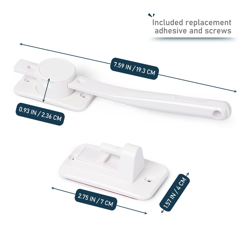 CLYMENE Cat Door Latch & Stopper, Adjustable Child Proof Door Lock and Pinch Guard, Let's Cats in and Keeps Dogs Out of Litter & Food, No Need for Pet Gates or Interior Cat Door (White) White