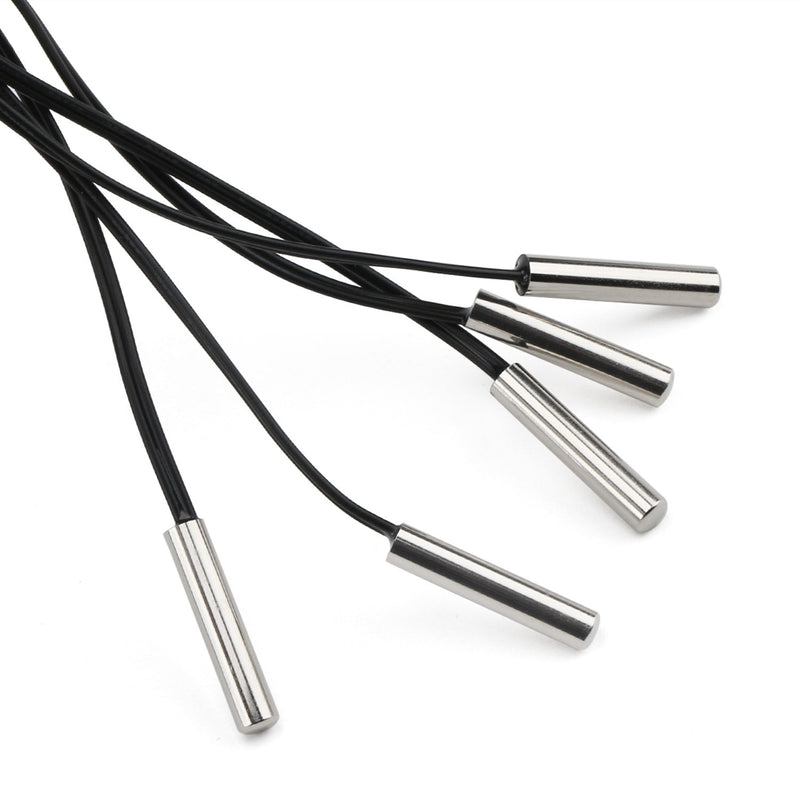 DROK 10K Temperature Sensor Probe, 5pcs 1 Meter Waterproof Temp Sensor Probe, Stainless Steel 3950 NTC Temp Sensor Probe, Digital Temperature Transmitter Extension Cable 1-Meter/3.28ft 5