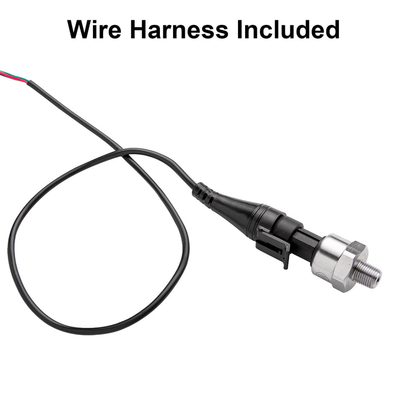 150 Psi Fuel Oil Pressure Transducer Sensor Sender 1/8" -27 NPT Thread with Harness Kit for Oil Fuel Air Water, Stainless Steel 0-150 Psi Sensor Pressure Transmitter