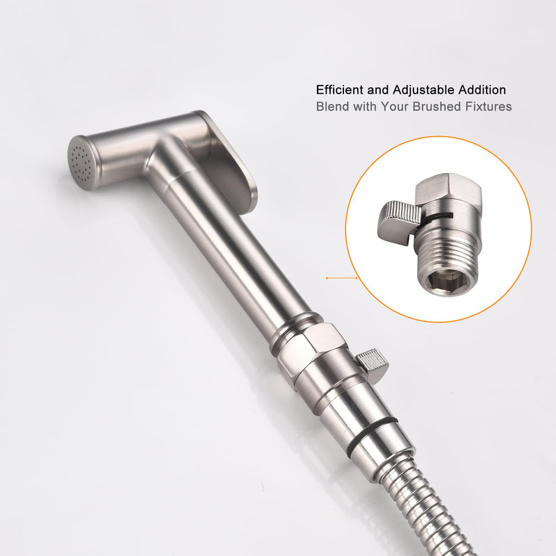 Brushed Nickel Water Flow Control Valve, 1/2" Shower Head Flow Control, Brass Shut Off Valve for Handheld Shower, Water Pressure Regulator Replacement Brushed Nickel