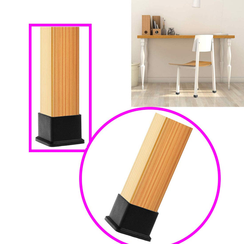 1 inch x1 inch Rubber Square Feet Furniture Table Chair Leg Foot Cover Caps Chair Leg Floor Protectors, Wood Floor Protector 1" x 1" 12pcs Black 1x1inch