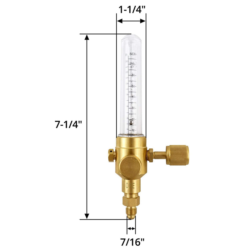 QWORK 1/4” Flare Inlet and Outlet Connection Nitrogen Flow Indicator