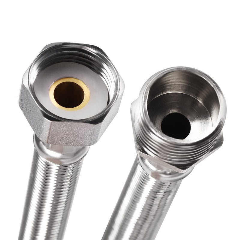 uxcell Faucet Supply Line Connector 1/2 BSP Female x 1/2 BSP Male 8 Inch Length 304 Stainless Steel Hose