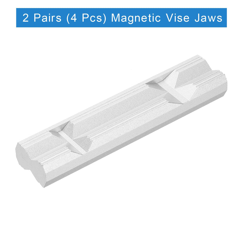 uxcell 2 Pairs 6" Aluminum Vise Jaws with Magnetic V-type Soft Rubber Pads Covers Durable Multi-Purpose Vises Protector Kit for Holding Wood Plastic Tube Plumbing Silver 6 Inch