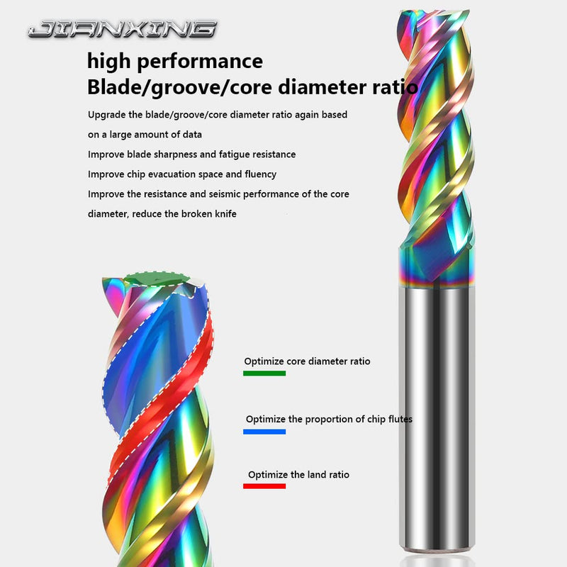 1/8" Extra Long Carbide Square End Mill for Aluminum, Copper Alloy, Plastic, 3" Overall Length End Mill Bits, 3 Flute HRC 55 Deg DLC Coating, CNC Router Bits (1 Pieces) 1/8" Extra Long (1 Pieces)