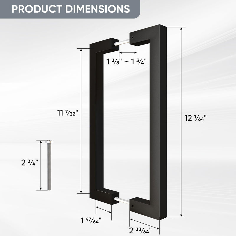 JUBEST 12" Matte Black Push Pull Bar Handle, Sliding Barn Door Handles, Heavy Duty Double Sided Door Handle for Barn Doors, Garage, Easy to Install