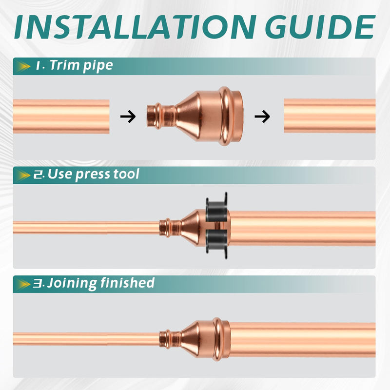 10-Pack Niikappu Copper Press Coupling 3/4" x 1/2", With Stop(PRESS015-10) 10 3/4" X 1/2"