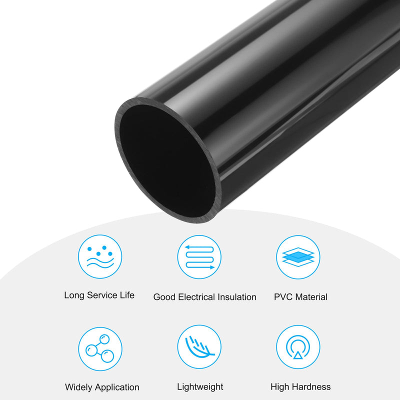 MECCANIXITY 3 Inch PVC Rigid Tube Round Pipe Hardware Tubing 68mm ID 75mm OD 350mm Black High Impact for Water Pipe Crafts Cable Sleeve 68mm x 75mm