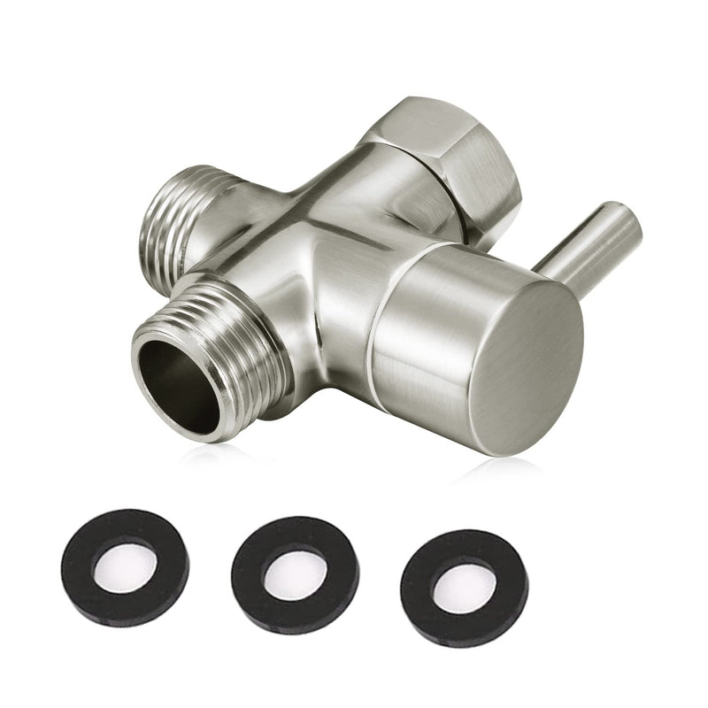 Solid Brass 3-way G1/2 Shower Diverter (Brushed Nickel) Brushed Nickel
