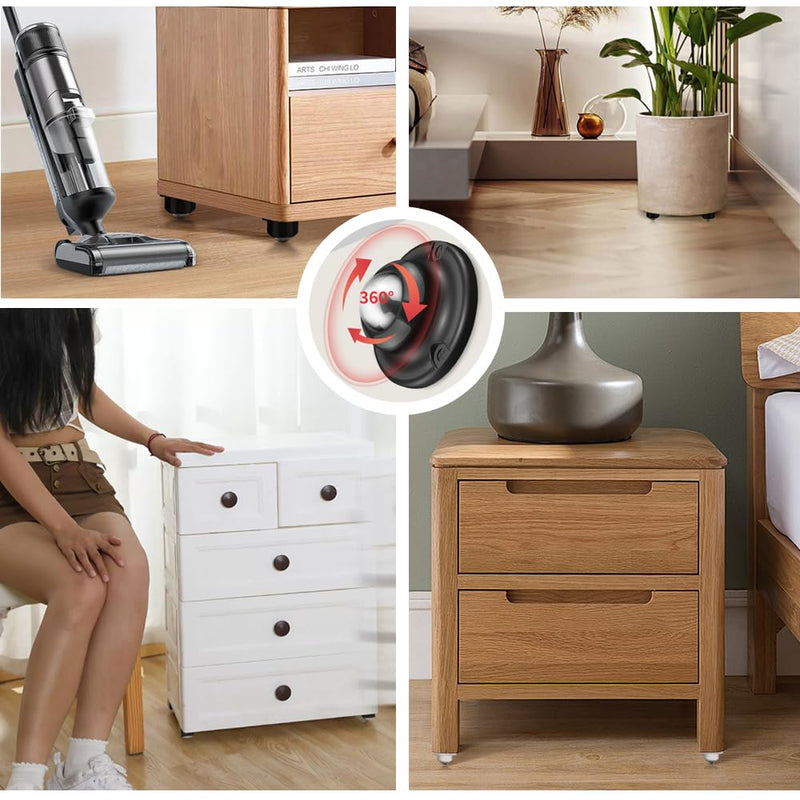 Self Adhesive Caster Wheels for Furniture,Storage Box,Trash Can,PC Stainless Steel Universal Pulley 360 Degree Rotating Adhesive Caster Wheels 0.8 Inch Low Profile Swivel Wheels Black 4 Pack Black【0.8 inch】 4.0