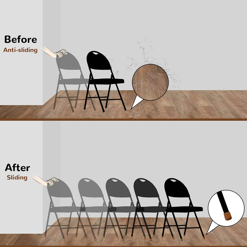36 Pieces 7/8 Inch Folding Chair Leg Caps Heavy-Duty Plastic Chair End Caps Non-Marring Furniture Glides Round Hardwood Floor Protectors (Beige)