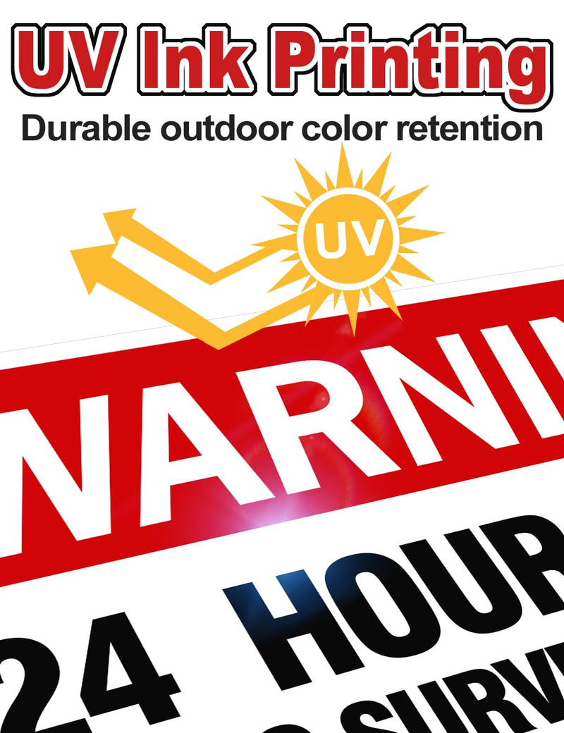 Video Surveillance Sign, 4-Pack 12"x 8" Security Camera Sign, Reflective and Waterproof Material 24 Hour Surveillance Sign For Home/Business sing-02-Red 4 Packs