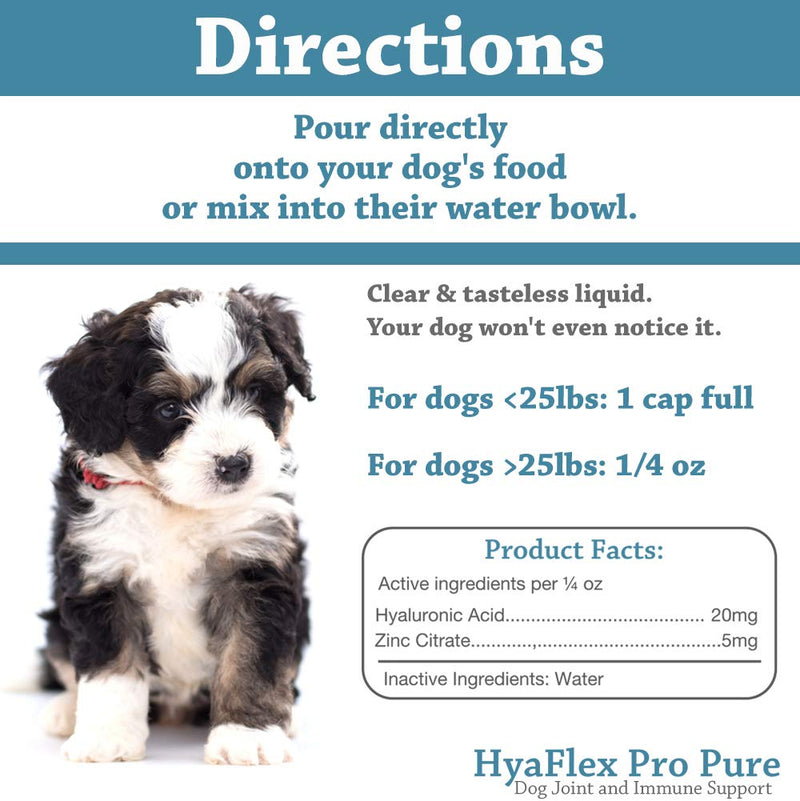 Canine Hyaluronic Acid + Zinc by Hyalogic - Joint & Immune Support, HyaFlex Pro Pure 8oz - Liquid Oral HA Dog & Pet Supplement - PawsPlanet Australia